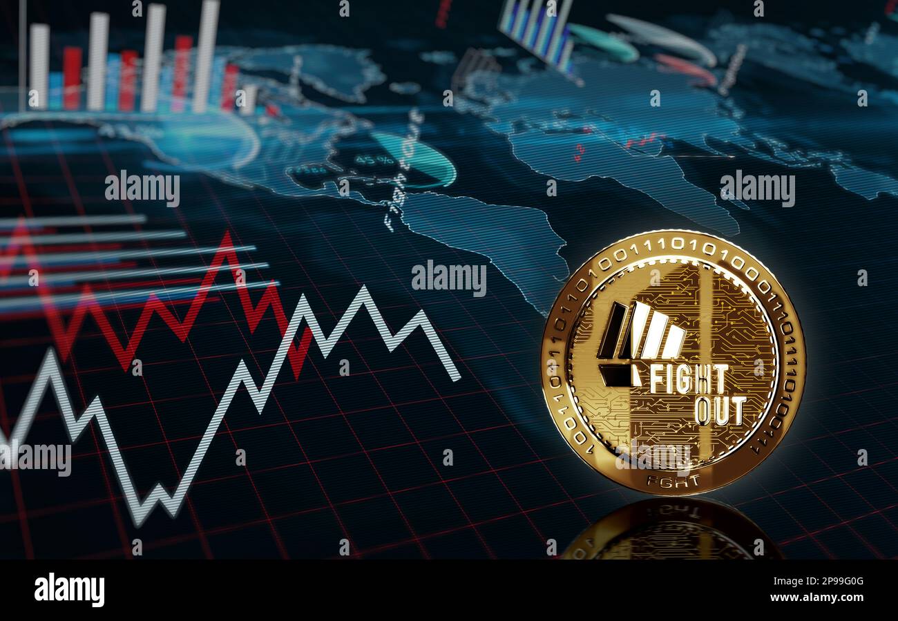 Fight Out crypto FGHT cryptocurrency golden coin over the chart. Price  trend graph with growing and falling line. Online payment and transaction  abstr Stock Photo - Alamy