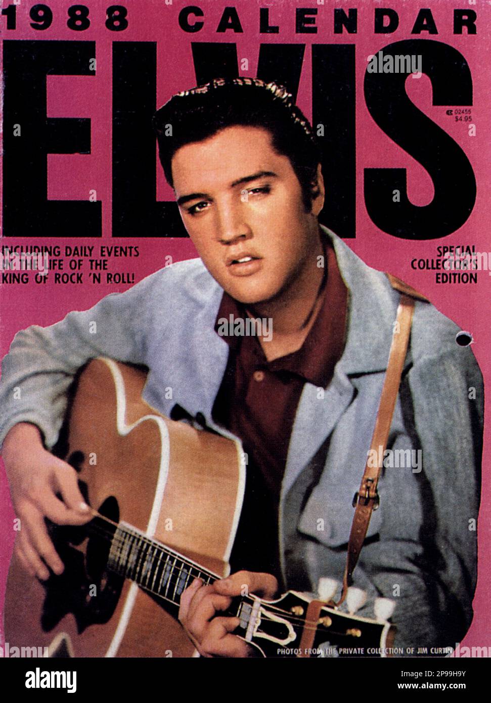 1988 : An USA  fan magazine completely devoted to celebrated King of Rock' n Roll  ELVIS PRESLEY ( 1935 - 1977 ) - POP MUSIC - ROCK - MUSICA LEGGERA - portrait - ritratto  - musicista - musician -  chitarra - guitar - cantante - singer - fanzine - cover - copertina ------  ARCHIVIO GBB Stock Photo