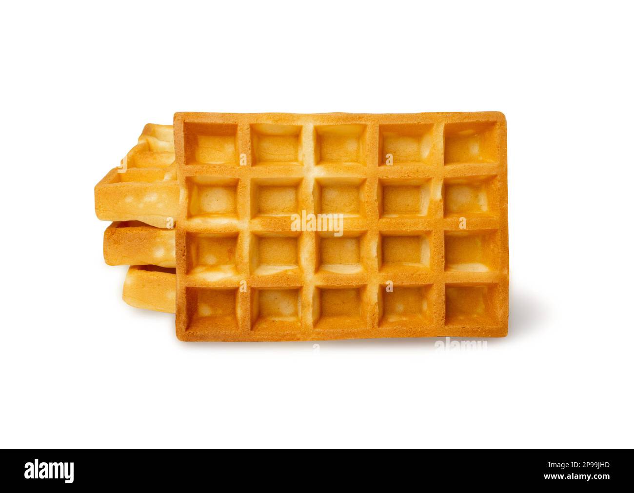 Belgian Waffle Isolated, Square Waffled Cookie, Soft Golden Belgium