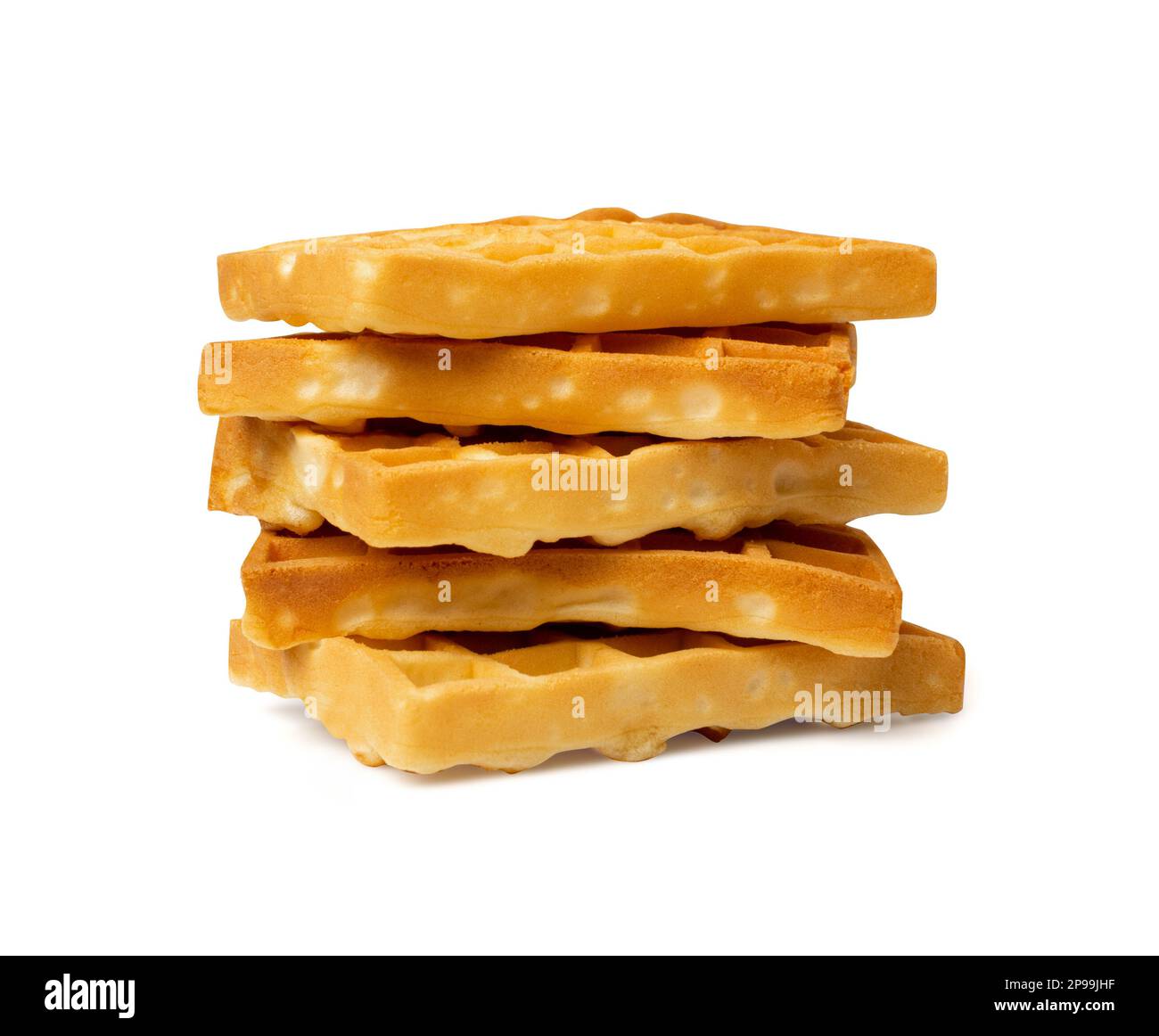 Belgian Waffle Stack Isolated, Square Waffled Cookie, Soft Golden