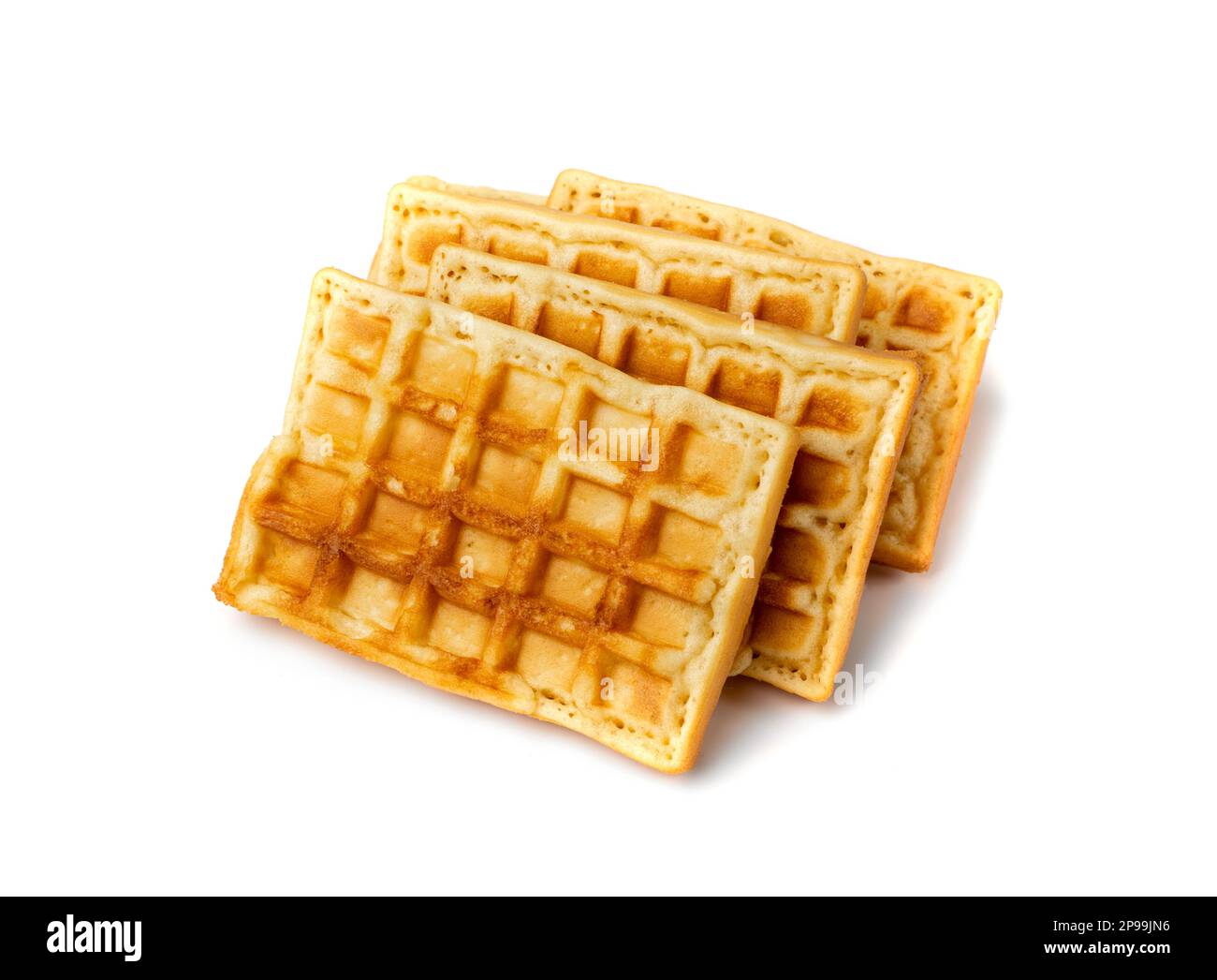Belgian Waffle Isolated, Square Waffled Cookie, Soft Golden Belgium