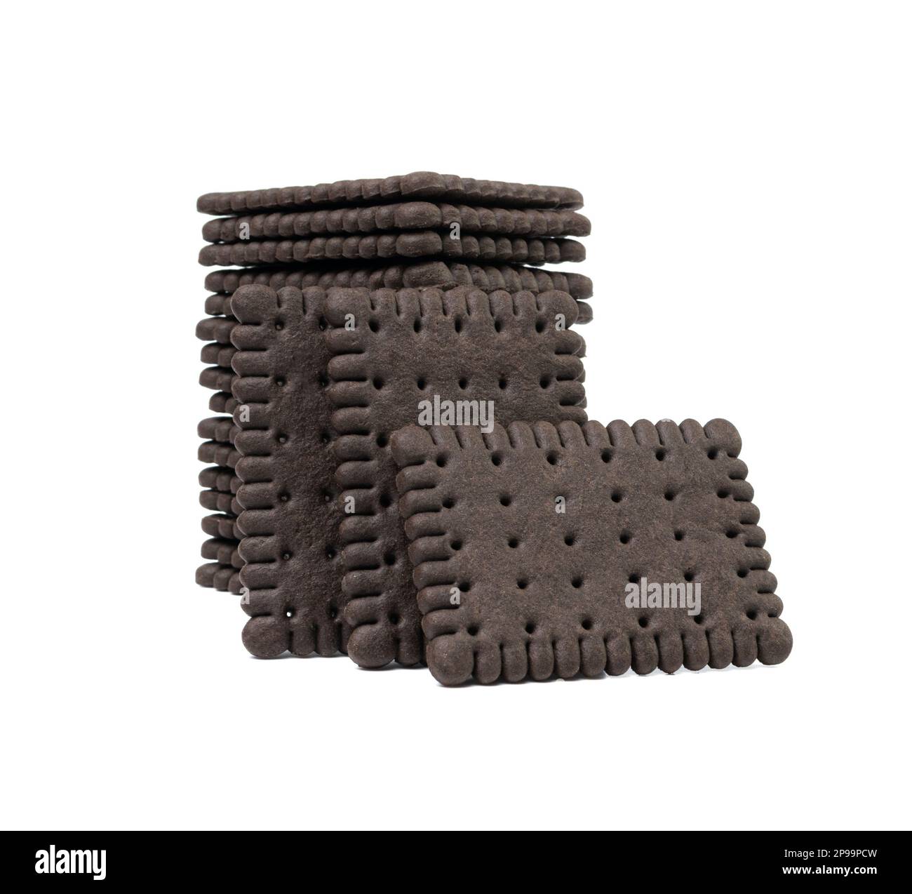 Chocolate Biscuit Isolated, Black Quadratic Cookie, Dark Soft Biscuits