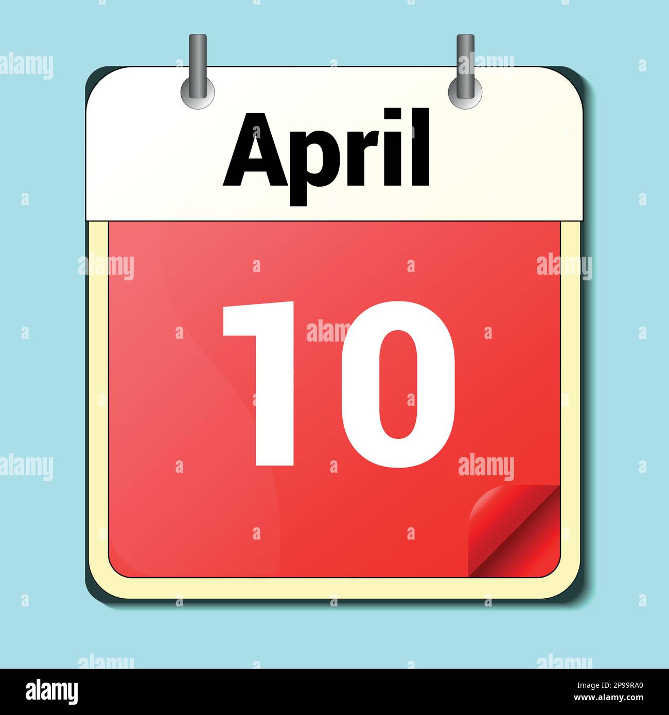 day on the calendar, vector image format, April 10 Stock Vector Image