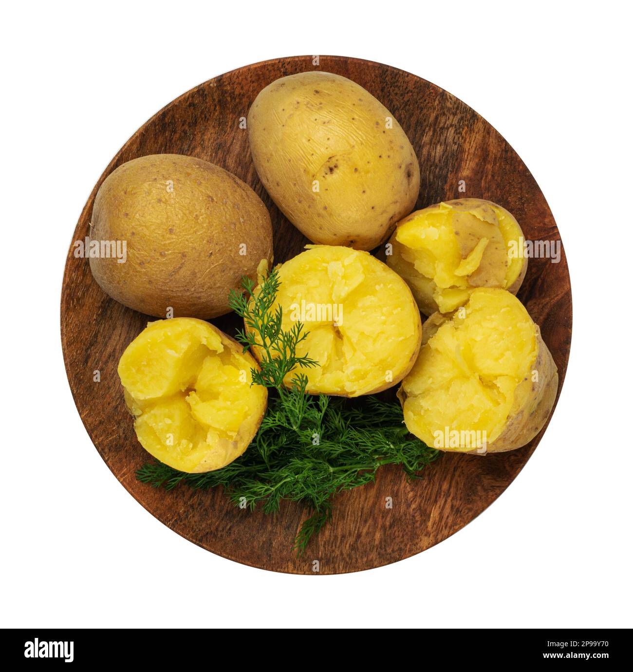 Boiled Potato in Skin Isolated, Whole Prepared Unpeeled Vegetables