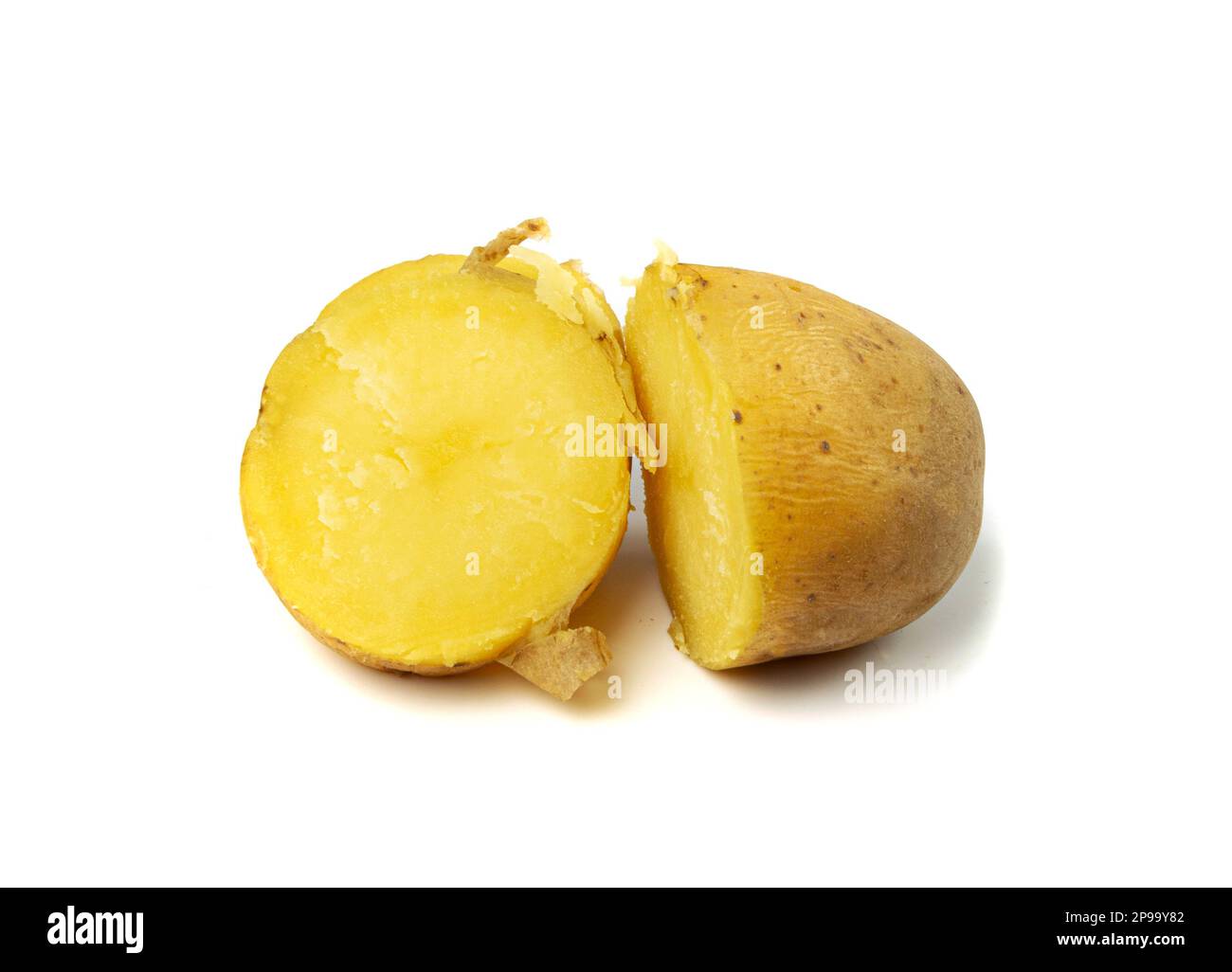 Boiled Potato Half in Skin Isolated, Whole Prepared Unpeeled Vegetables