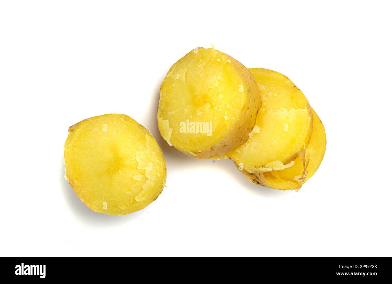 Boiled Potato Half in Skin Isolated, Whole Prepared Unpeeled Vegetables