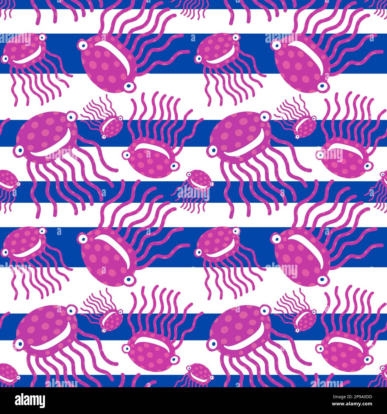 Cartoon ocean animals seamless octopus pattern for wrapping paper and ...