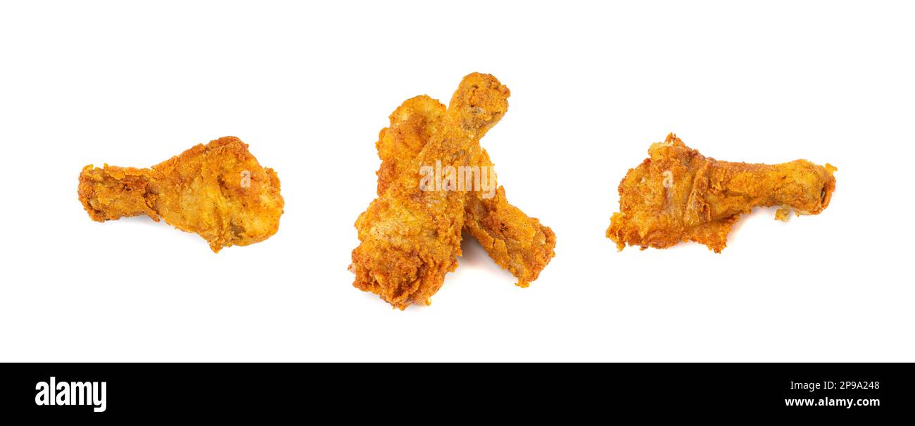 Chicken Legs Isolated, Fry Breaded Drumstick, Deep Fried Chicken