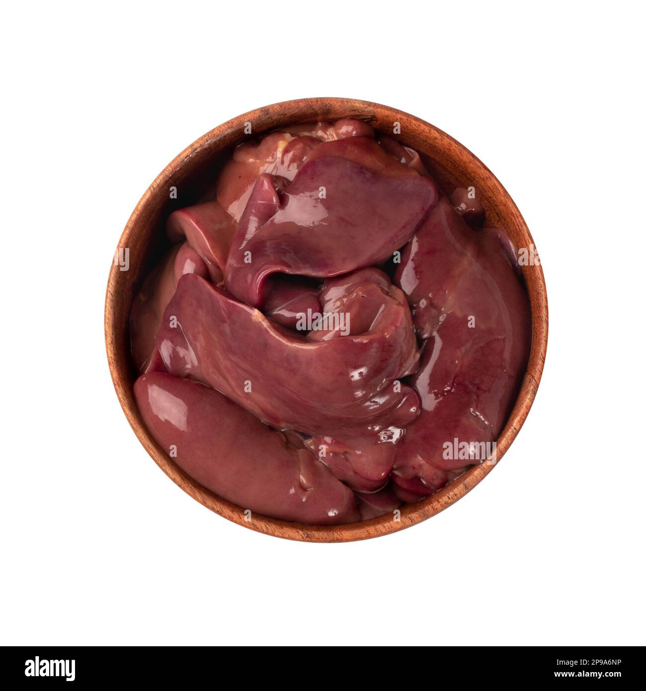 Raw Chicken Liver Isolated, Fresh Hen Offal, Poultry Giblets, Chicken Liver on White Background Stock Photo