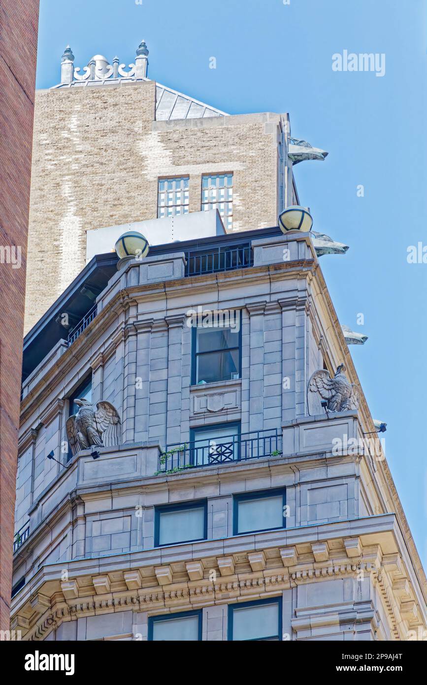 NYC Financial District: Munson Building is a landmark brick-and-stone high-rise office building converted to residential use. Stock Photo