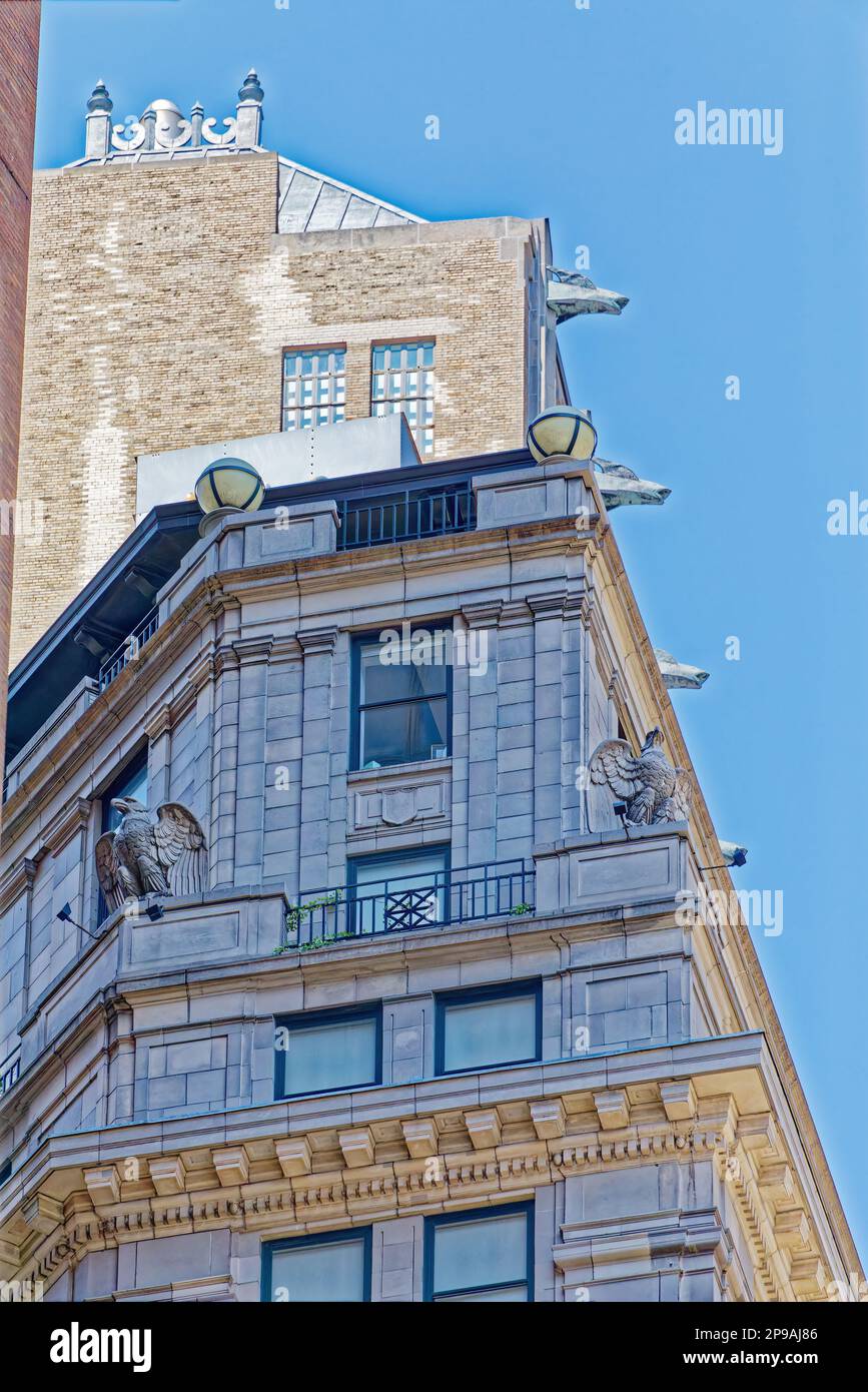 NYC Financial District: Munson Building is a landmark brick-and-stone high-rise office building converted to residential use. Stock Photo