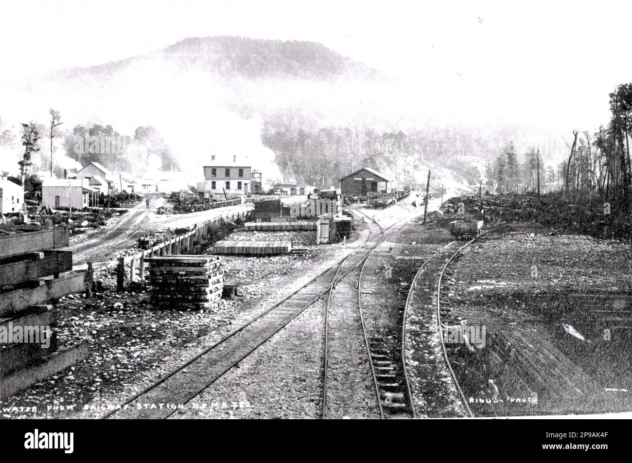 Stillwater railway station, Westland, New Zealand. probably early 1900s Stock Photo