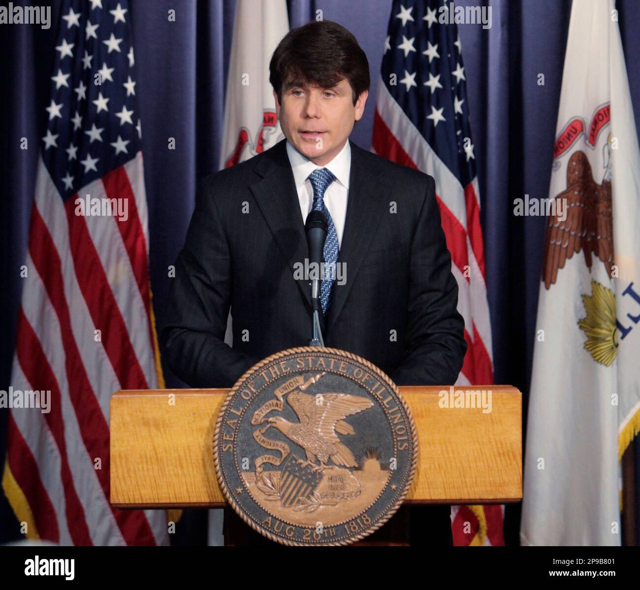 Illinois Gov. Rod Blagojevich addresses reporters,10 days after he was ...