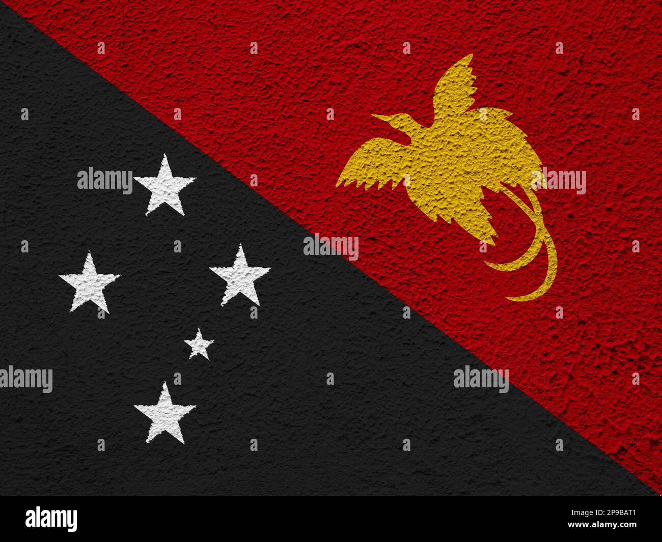Flag of Papua New Guinea on a textured background. Concept collage. Stock Photo