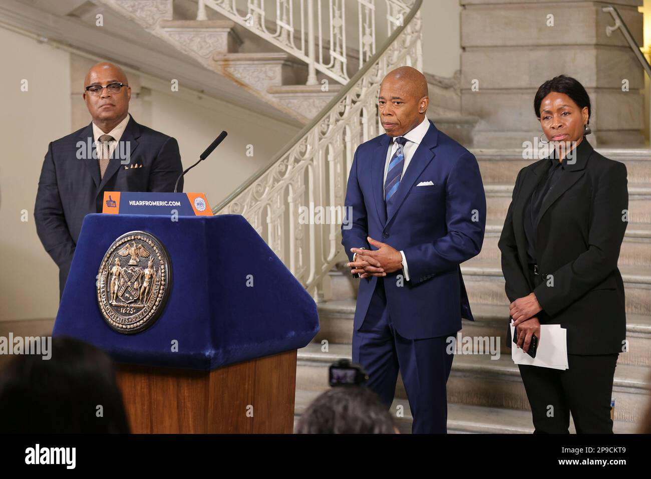 City Hall, New York, USA, March 10, 2023 - Mayor Eric Adams announces the appointment of Juanita Holmes as commissioner of the New York City Department of Probation at City Hall today in New York City. Photo: Luiz Rampelotto/EuropaNewswire Credit: dpa picture alliance/Alamy Live News Stock Photo