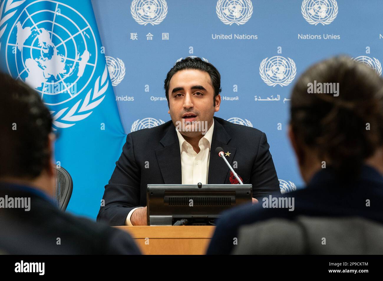 New York, United States. 11th Mar, 2023. Press briefing by Minister for Foreign Affairs of the Islamic Republic of Pakistan Bilawal Bhutto Zardari at UN Headquarters (Photo by Lev Radin/Pacific Press) Credit: Pacific Press Media Production Corp./Alamy Live News Stock Photo