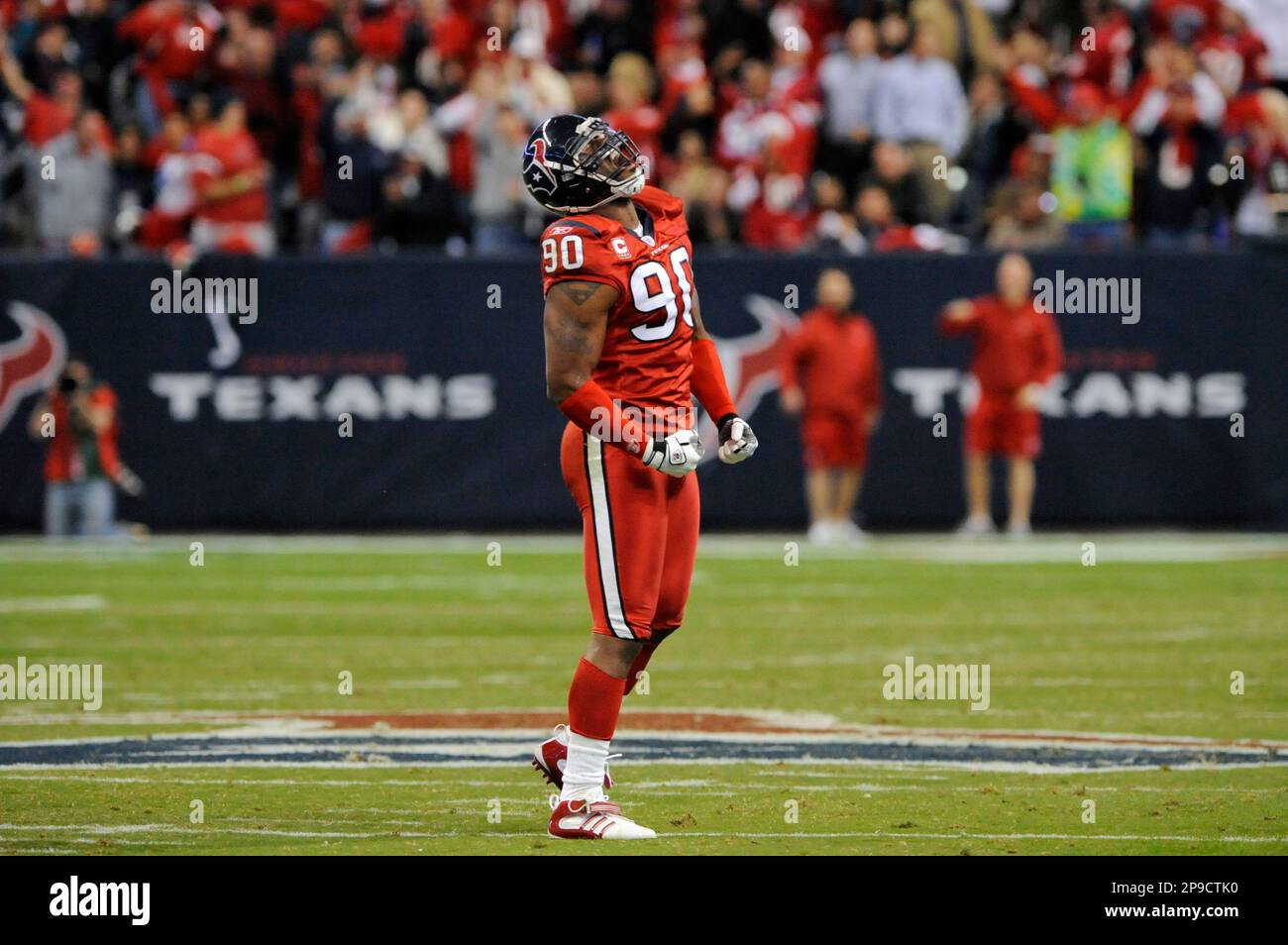 Houston Texans defensive end Mario Williams celebrates after sacking ...