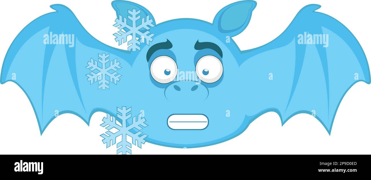 vector illustration of a frozen cartoon bat vampire with frosts Stock