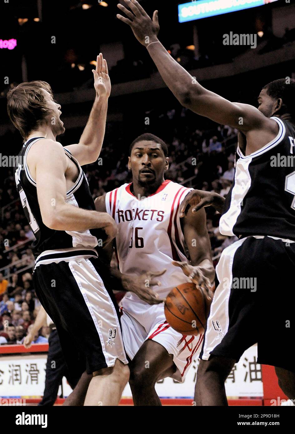 Houston Rockets' Ron Artest (96) loses control of the ball under ...