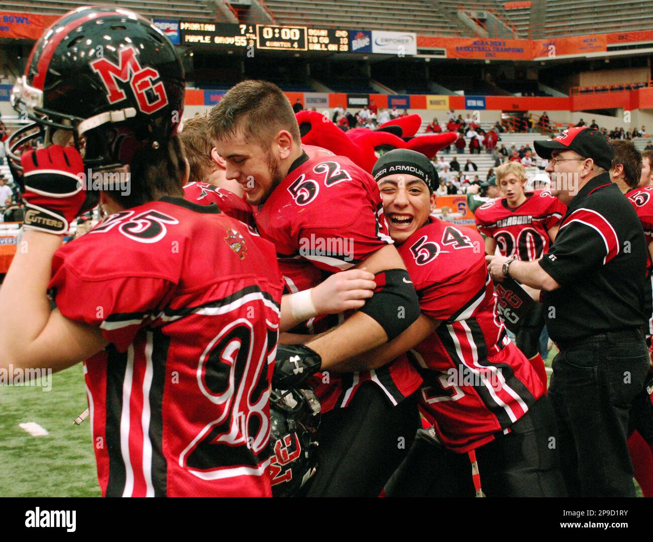 Maple Grove football players, from left to right, John Russo, Matt Fox and Randy Aponte
