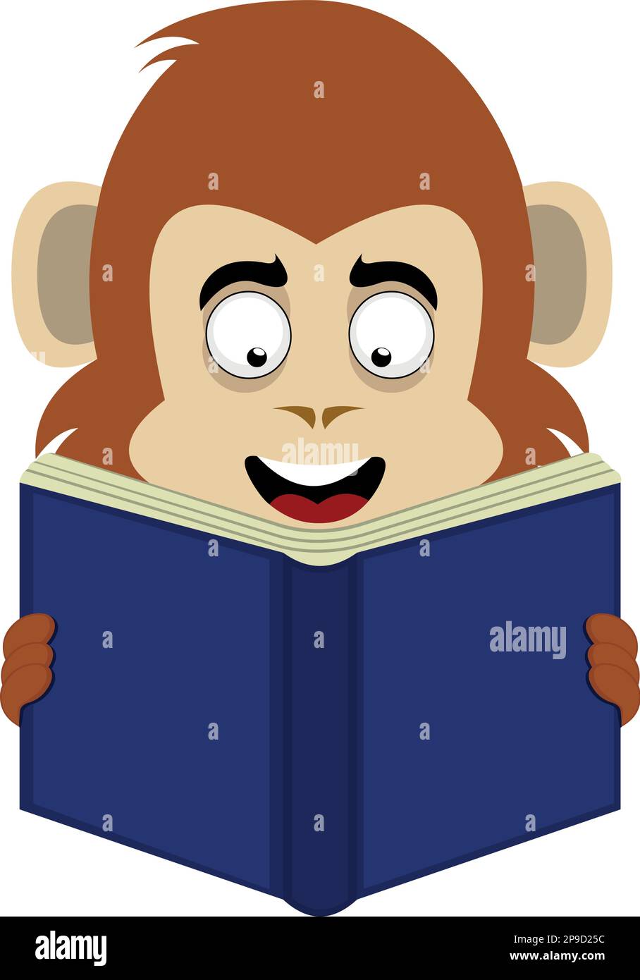 vector illustration face of a monkey primate cartoon reading a book Stock Vector