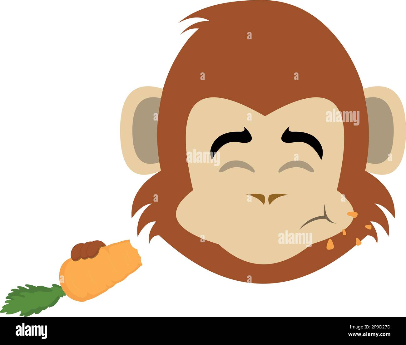 vector illustration face of a monkey cartoon eating a carrot Stock Vector