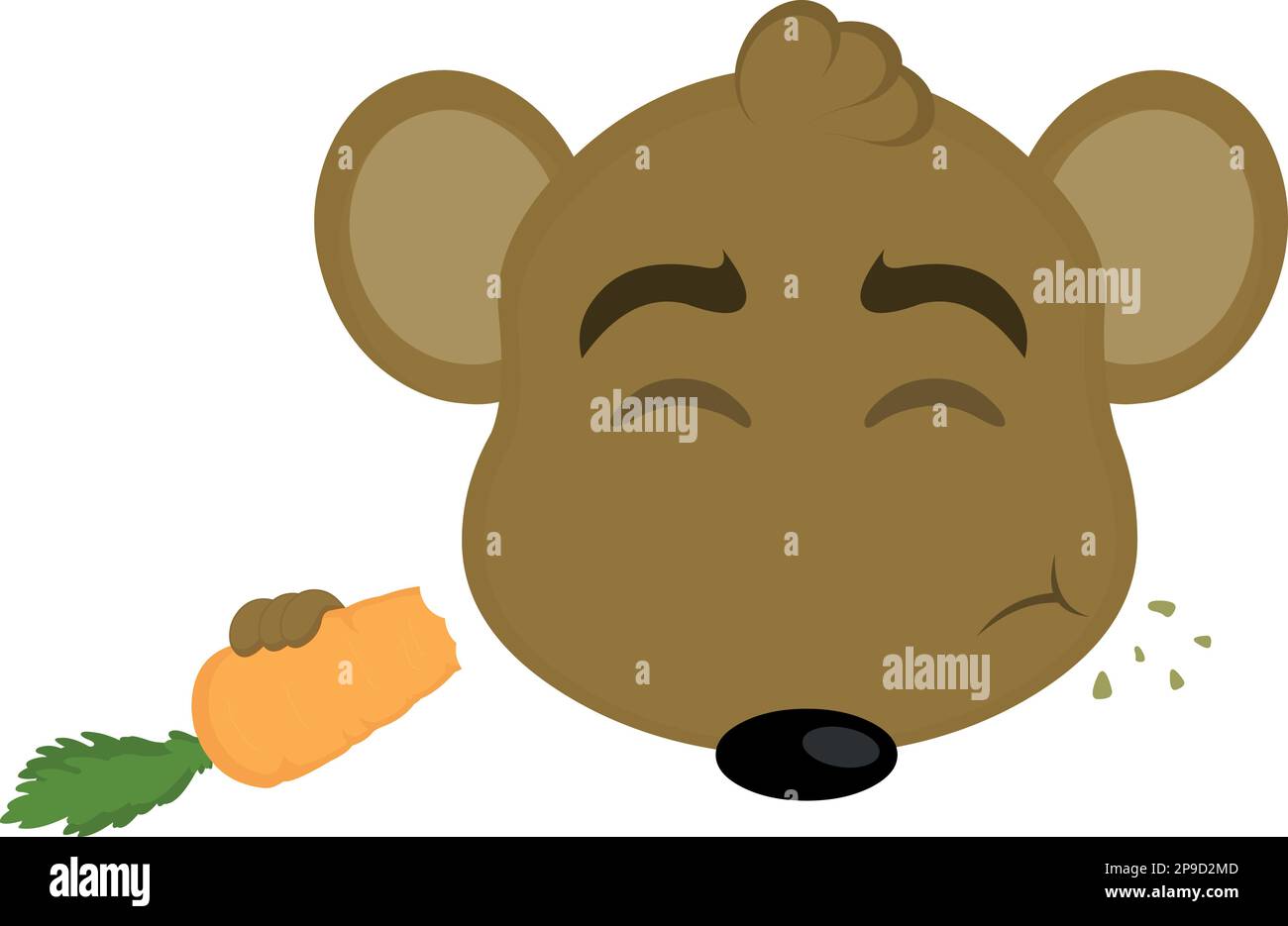 vector illustration face of a cartoon mouse eating a carrot Stock Vector