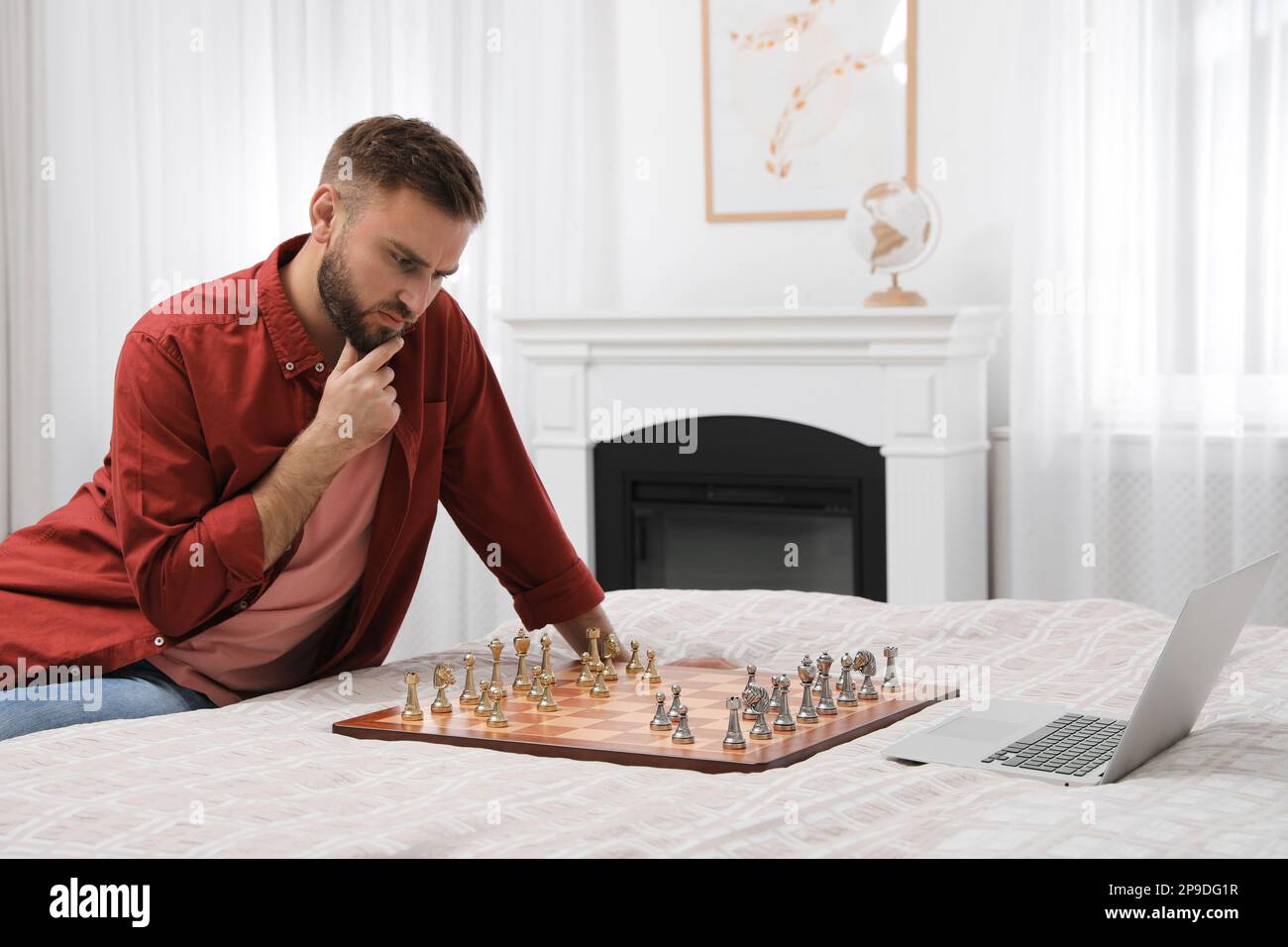 Man thinking about next chess move gets checkmate - Free Stock Video