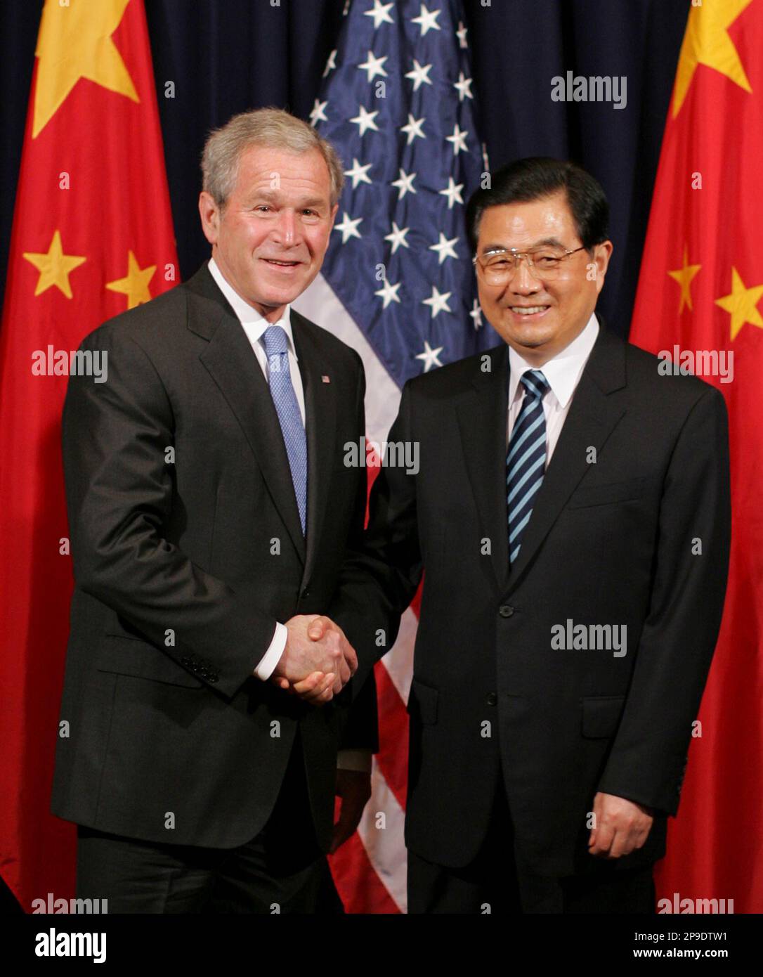 U.S. President George W. Bush and with President Hu Jintao of China ...