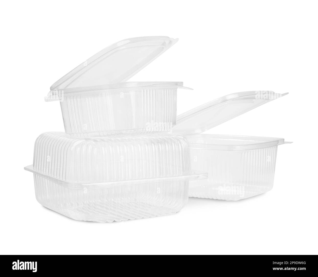 Empty plastic containers for food on white background Stock Photo Alamy