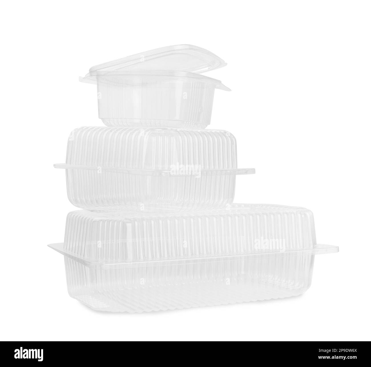 Empty plastic containers for food on white background Stock Photo Alamy