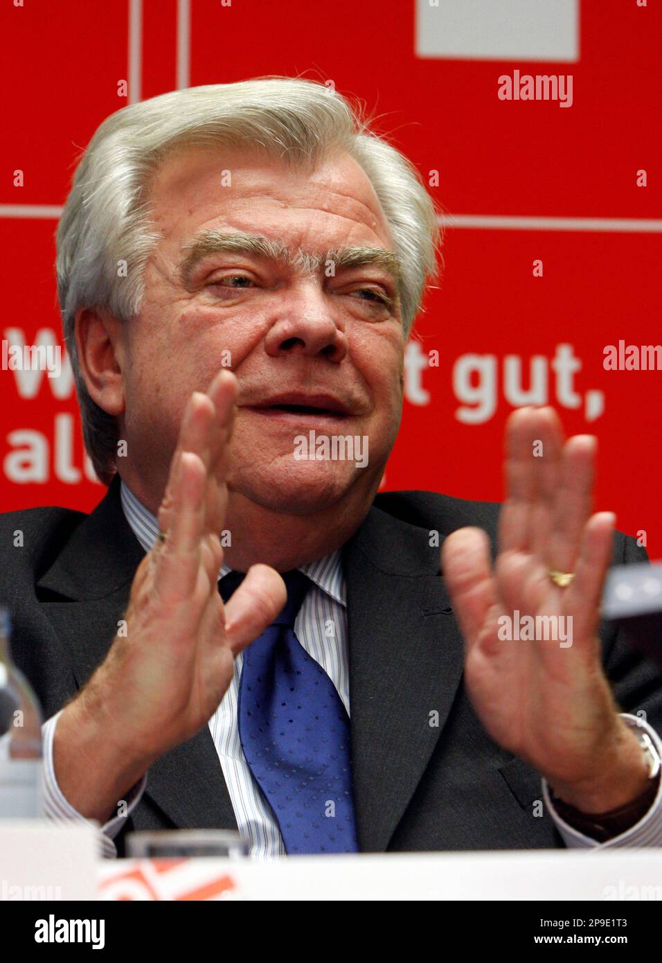 Director General of the Austrian post Anton Wais speaks about the post office partnership during a news conference in Vienna, Austria, on Thursday, Nov. 20, 2008. (AP Photo/Ronald Zak) Stock Photo