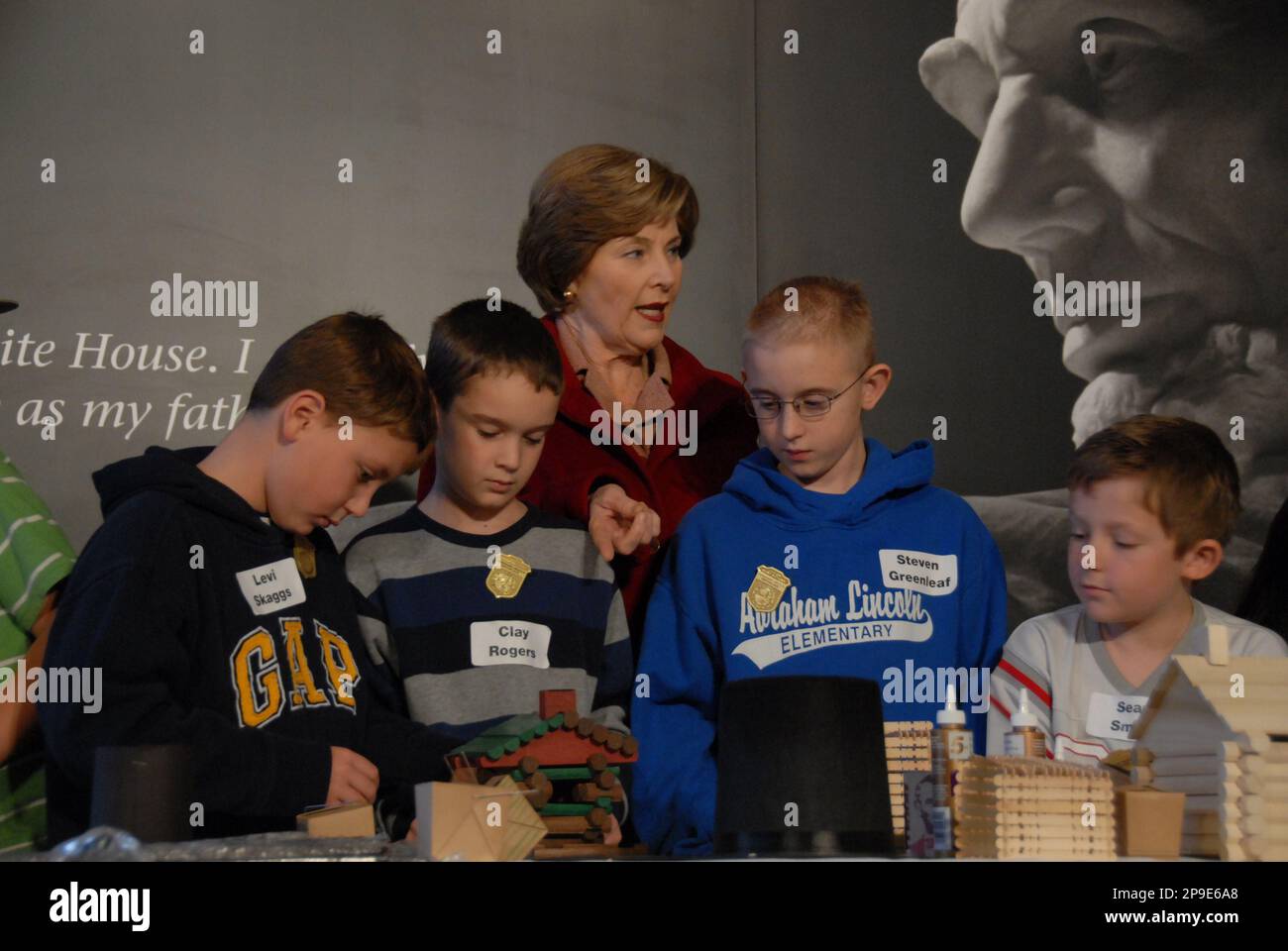 First Lady Laura Bush talks children from Lincoln Elementary School in