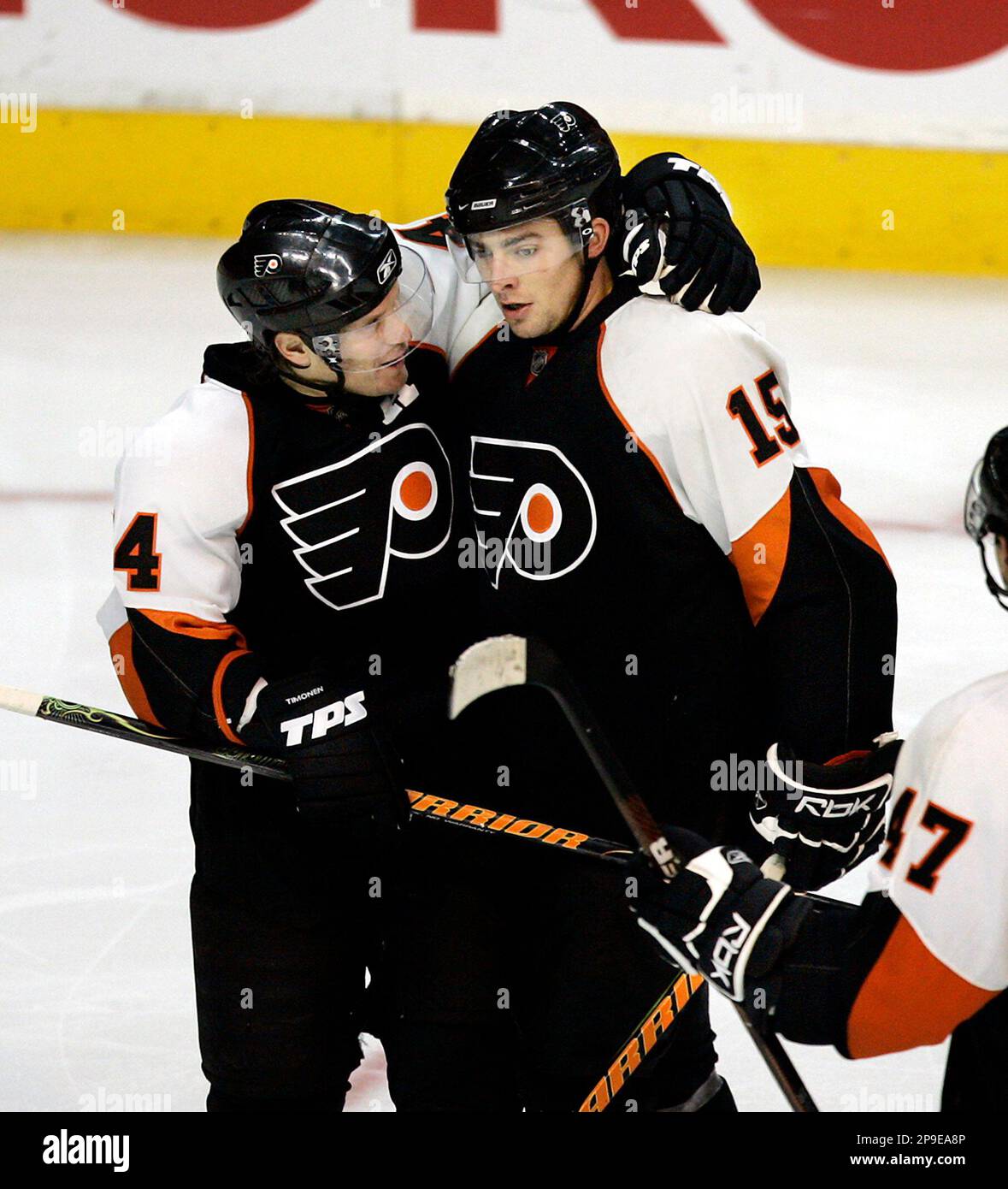 Philadelphia Flyers' Joffrey Lupul celebrates after scoring