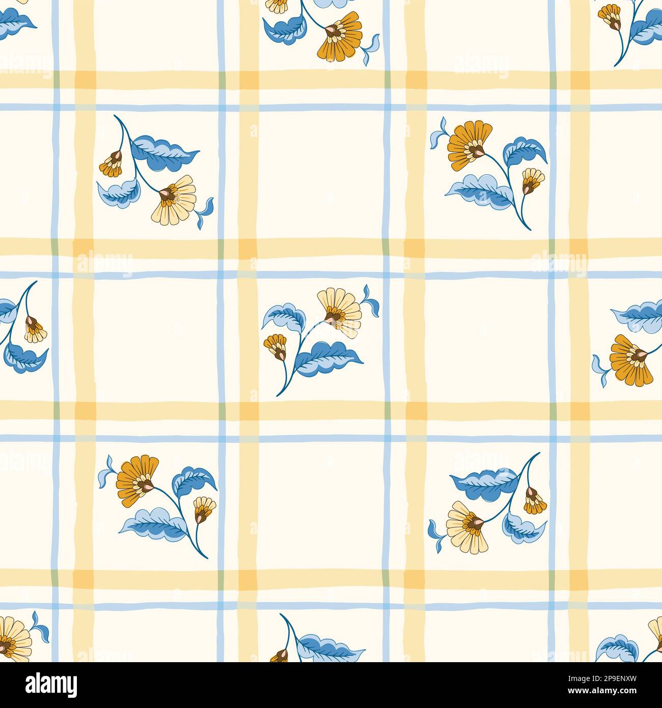 Indian Chintz Jacobean Flowers Vector Seamless Pattern Stock Vector