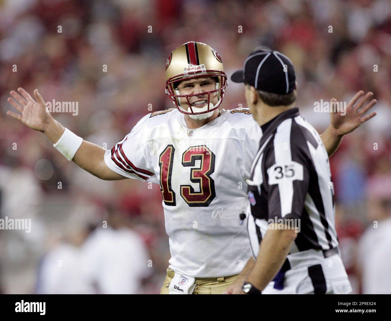 October 11, 2009; San Francisco, CA, USA; San Francisco 49ers quarterback  Shaun Hill (13) in the third quarter against the Atlanta Falcons at  Candlestick Park. Atlanta won 45-10 Stock Photo - Alamy