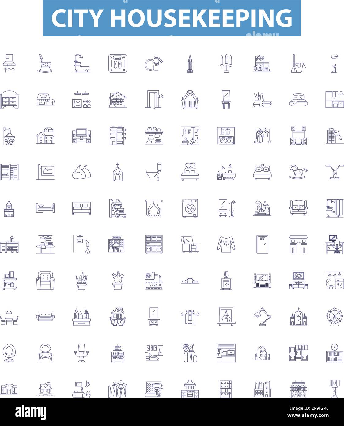 City housekeeping line icons, signs set. Urban, Cleaning, Services