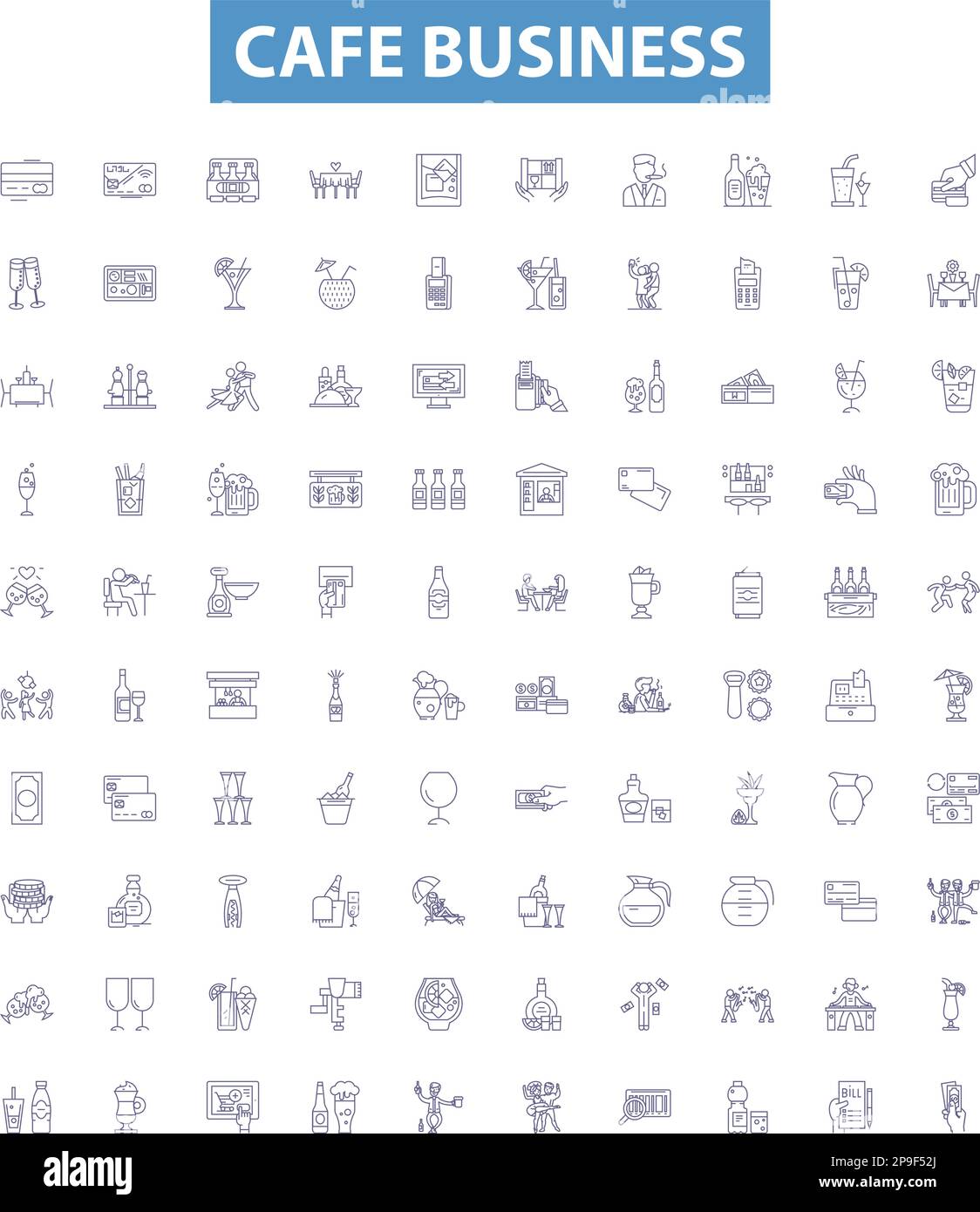 Cafe business line icons, signs set. cafe, business, entrepreneurship ...