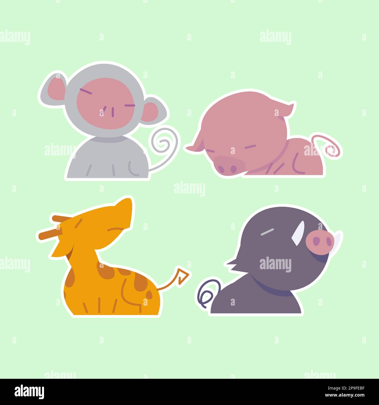 Cute wild animals set including lion, tiger, hippo, crocodile, fox ...