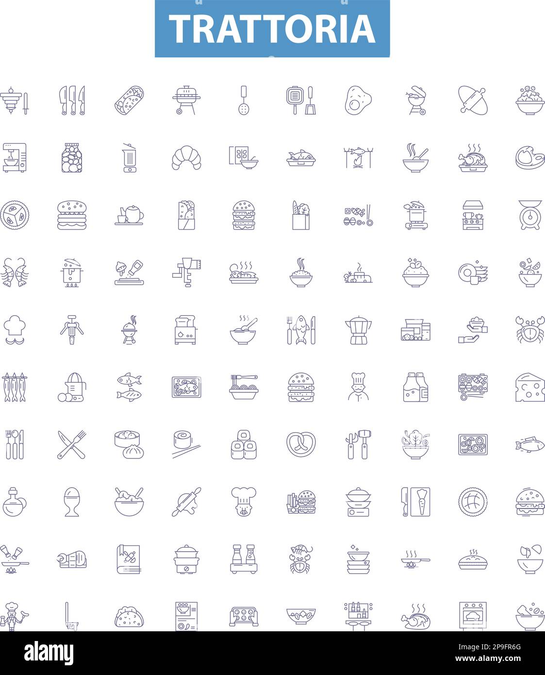 Trattoria line icons, signs set. Restaurant, Italian, Pizza, Pasta ...