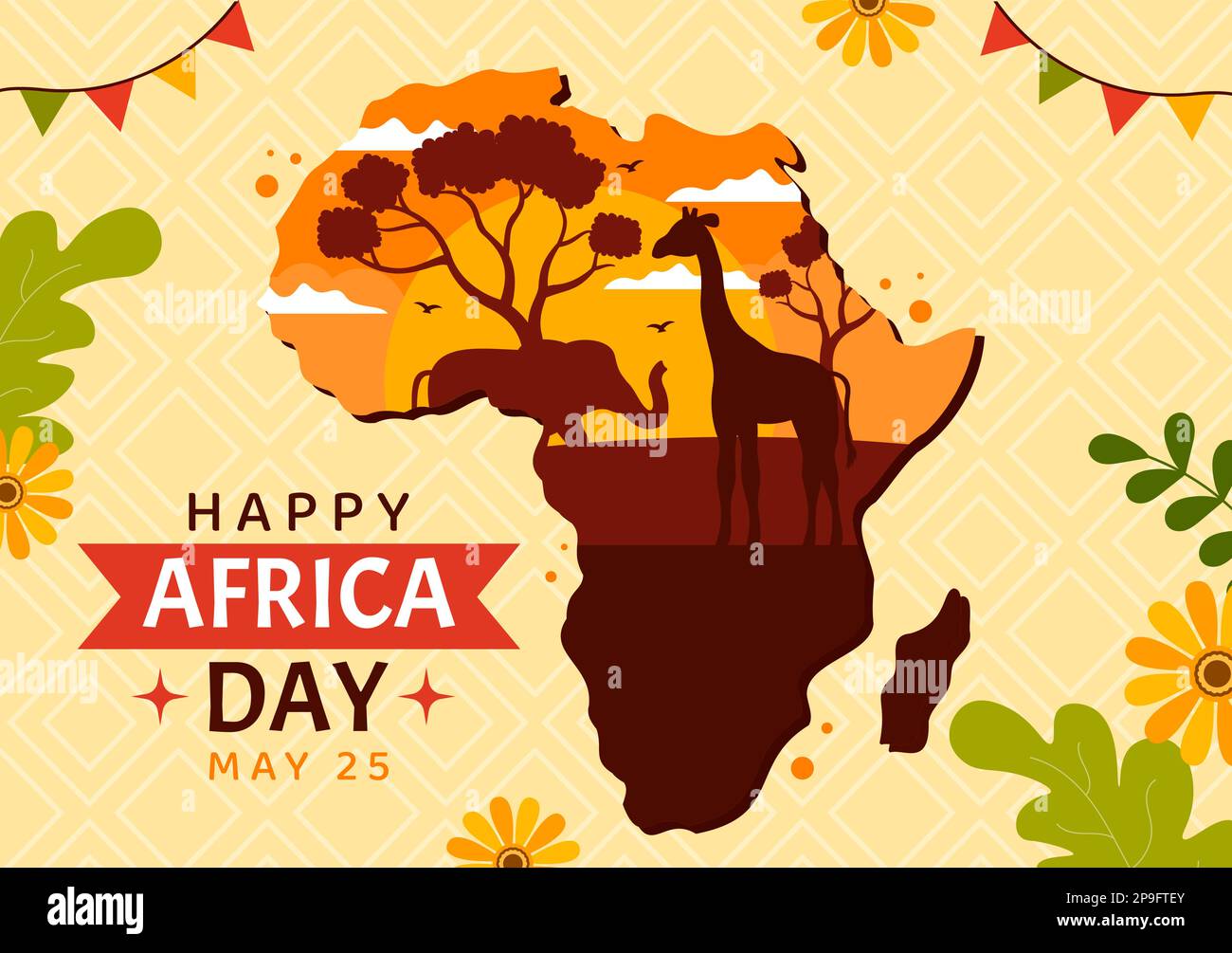 Happy Africa Day on 25 May Illustration with Culture African Tribal ...