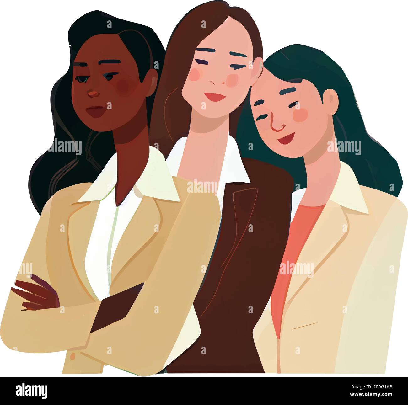 vector illustration of confident businesswomen stand together Stock ...