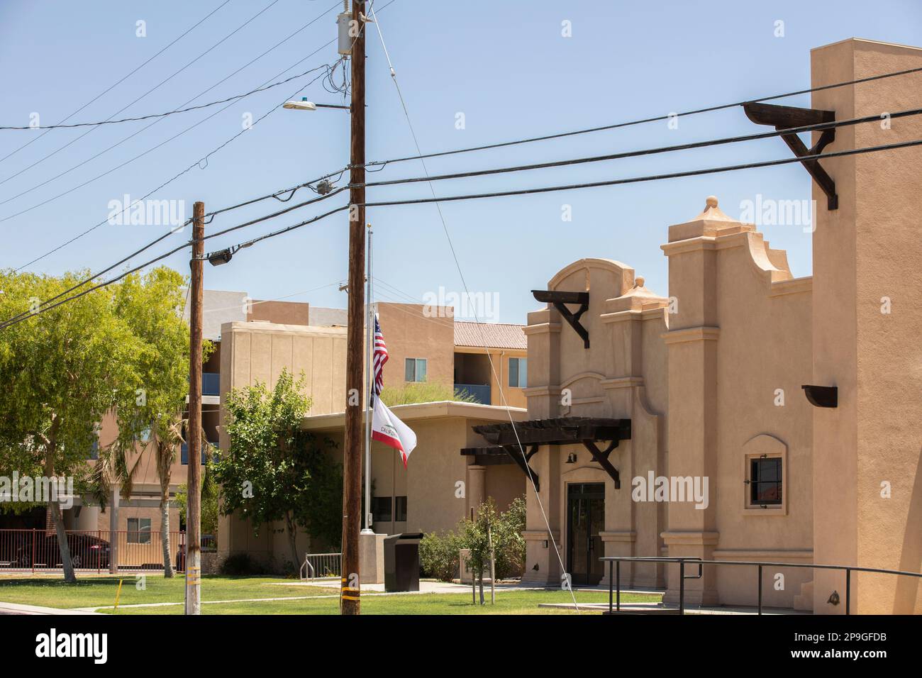 Morning light shines on the historic downtown area of Imperial, California, USA. Stock Photo