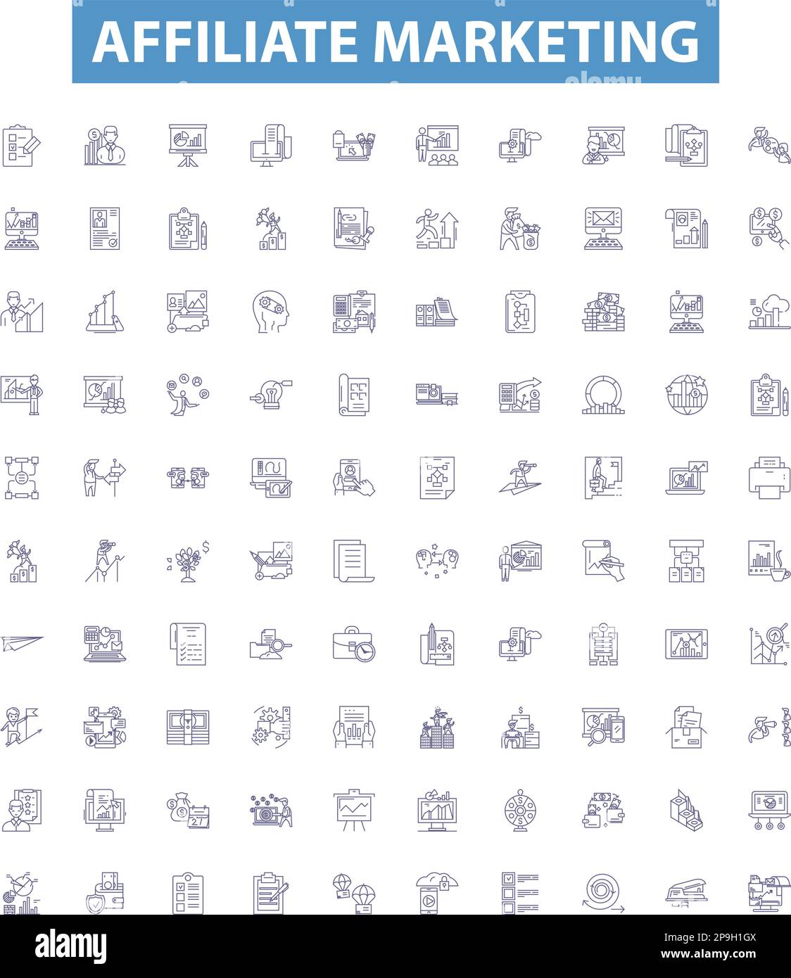 Affiliate marketing line icons signs set affiliate marketing