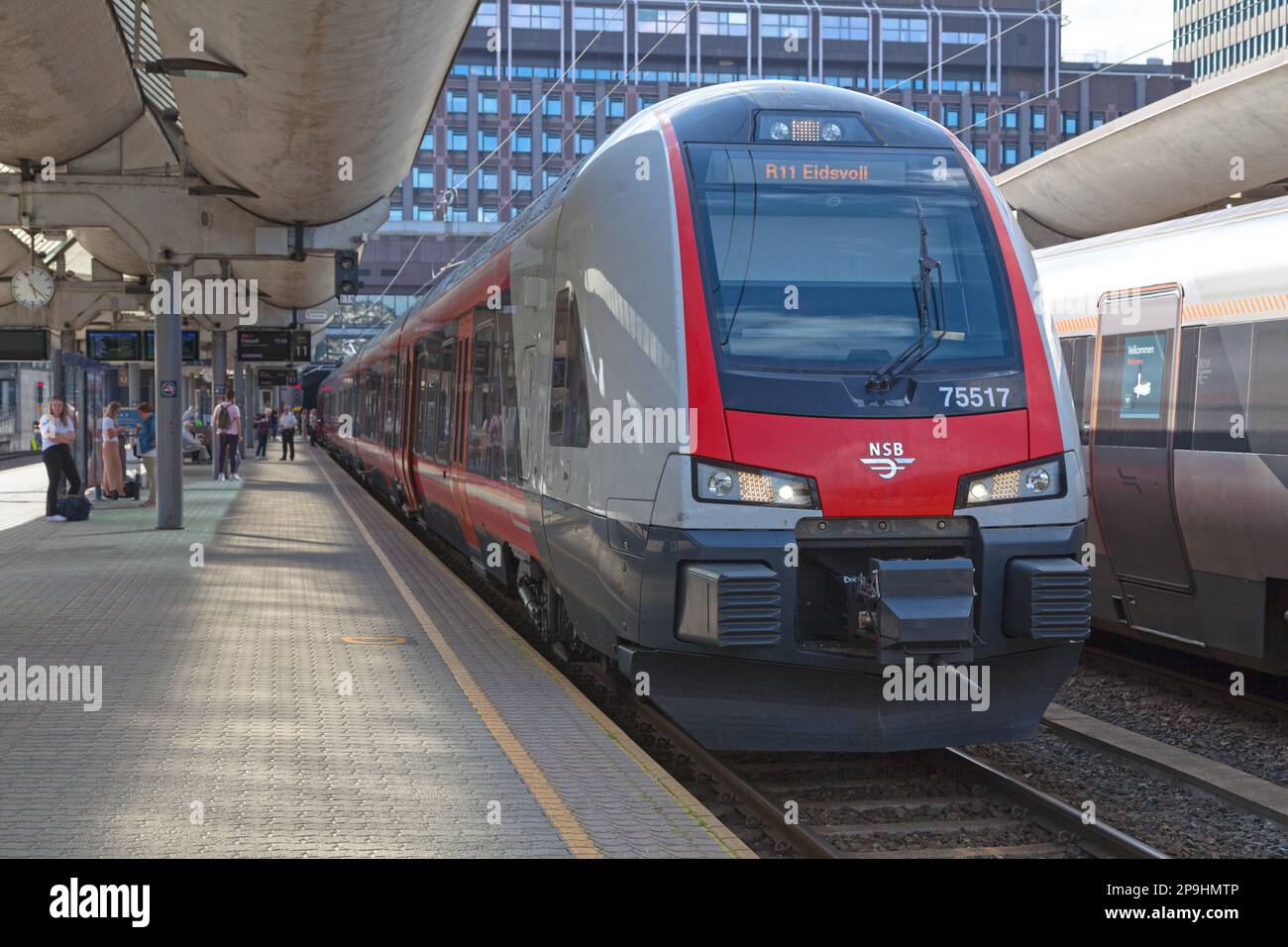 Oslo, Norway - June 26 2019: Stadler Flirt train operated by NSB Railways at Oslo Central Station. Stock Photo