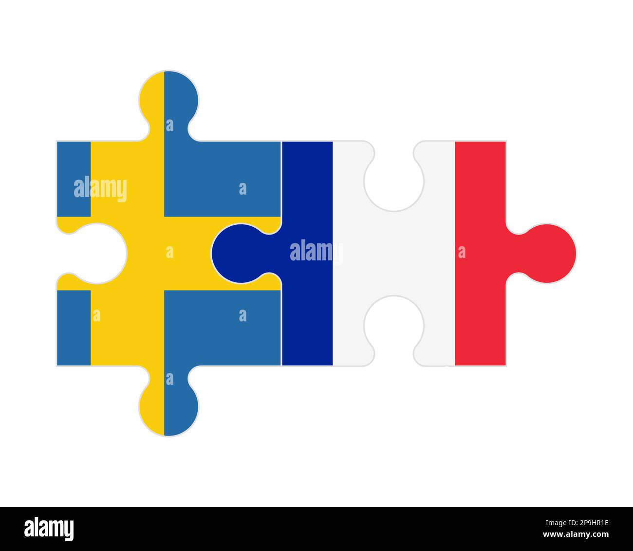 Connected puzzle of flags of Sweden and France, vector Stock Vector