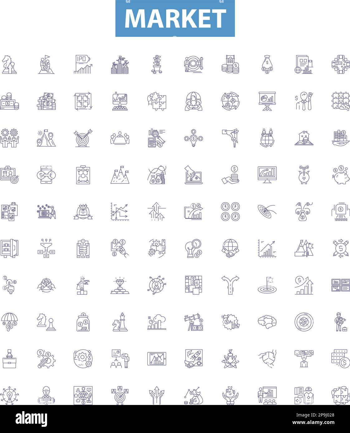 Market line icons, signs set. Market, Trade, Shopping, Retail, Bazaar