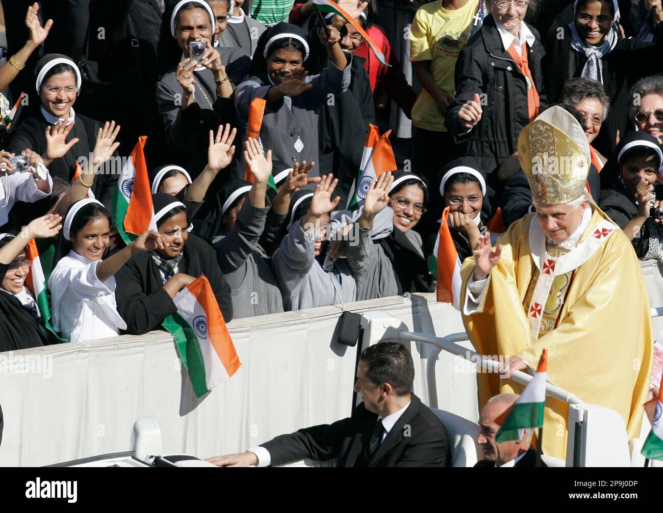 Pope Benedict XVI, Right, Reacts As He Leaves, After An Open-air ...