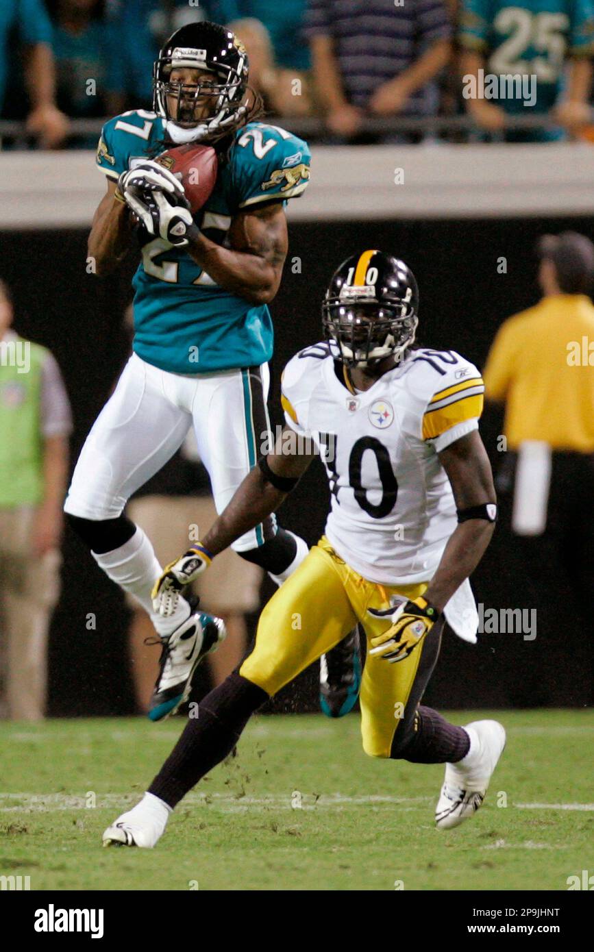 Jacksonville Jaguars Rashean Mathis intercepts a pass in the second quarter  against the New York Jets in week 2 of the NFL season at MetLife Stadium in  East Rutherford, New Jersey on September 18, 2011. UPI /John Angelillo  Stock Photo - Alamy