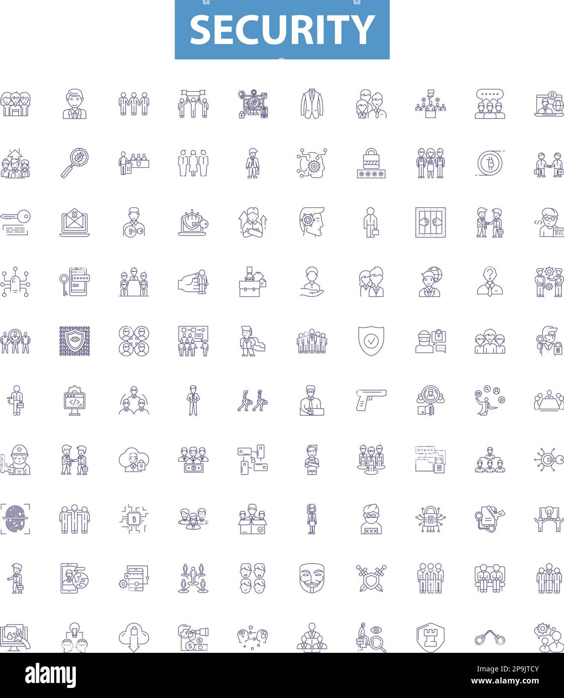 Security line icons signs set secure safeguard protect fortify
